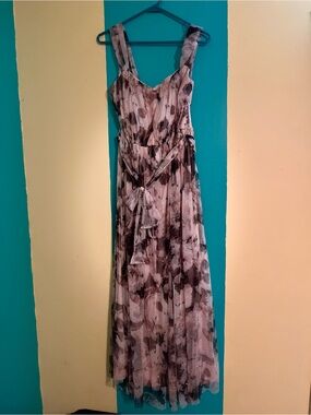 Floral Print Maxi Dress in Shimmery Gold and Black (see all pictures)